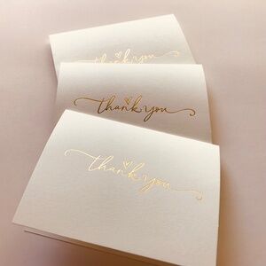 Off White and Gold Thank You Cards with Envelopes/30 count